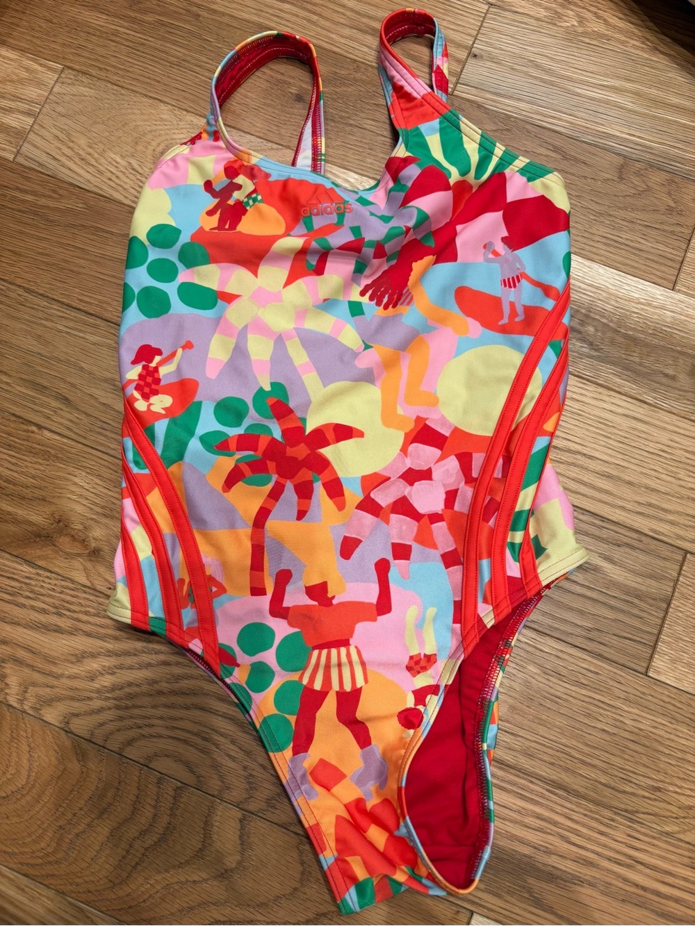 adidas Kids One-Piece Swimsuit in Red, Green, Yellow, Blue and Pink